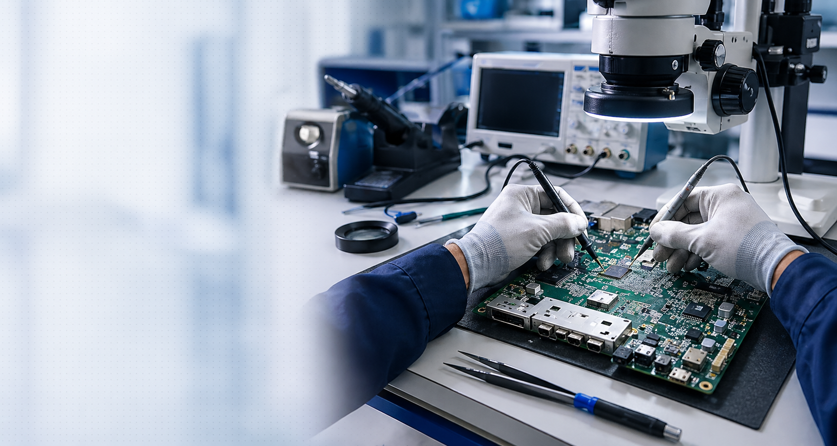 Reparo técnico em placa eletrônica de ultrassom
